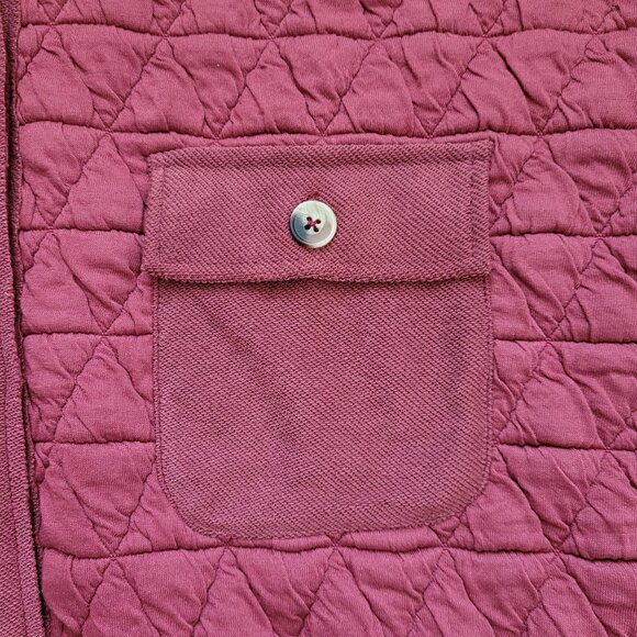 Oversized Quilted Shacket Jacket Button Up Maroon Burgundy Womens Size Small - Picture 3 of 9